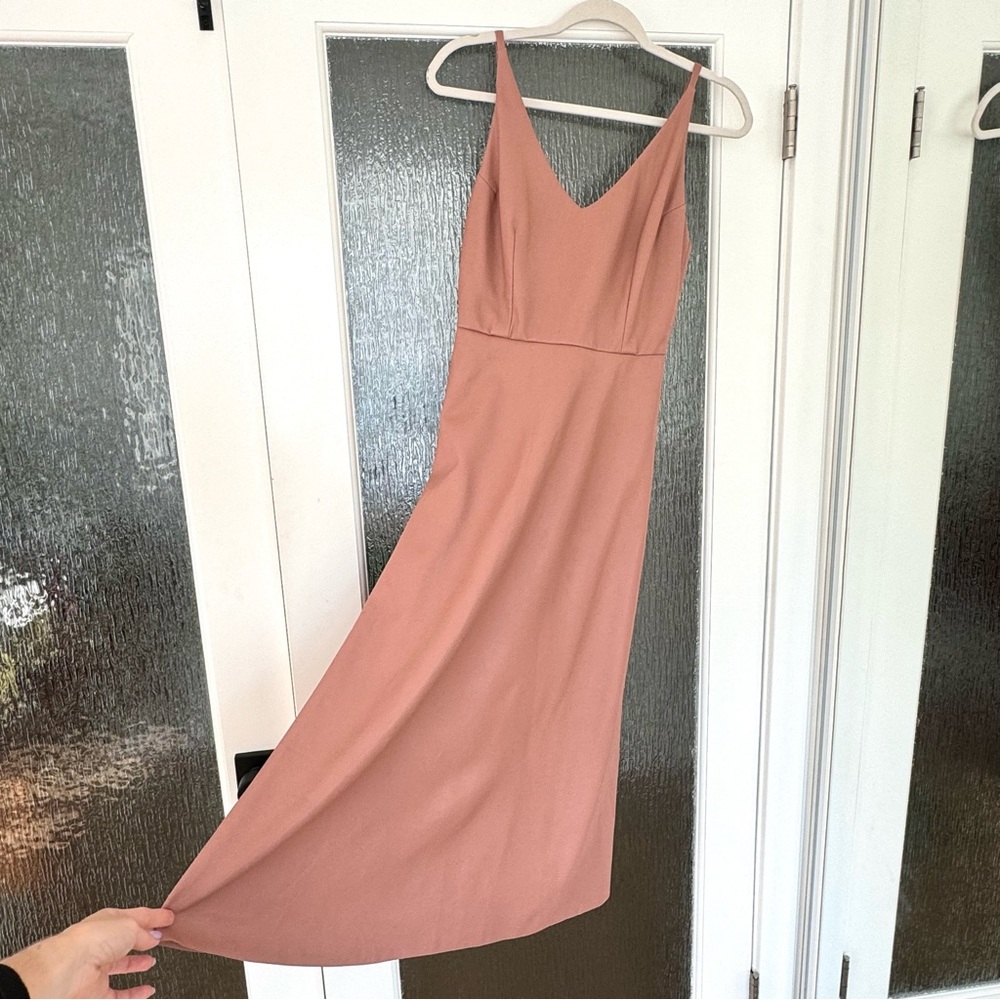 Mauve vegan leather midi dress